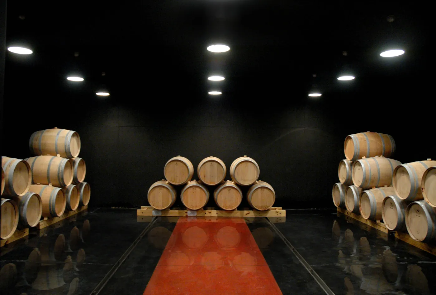 Sala de barricas de Bodega Carelli